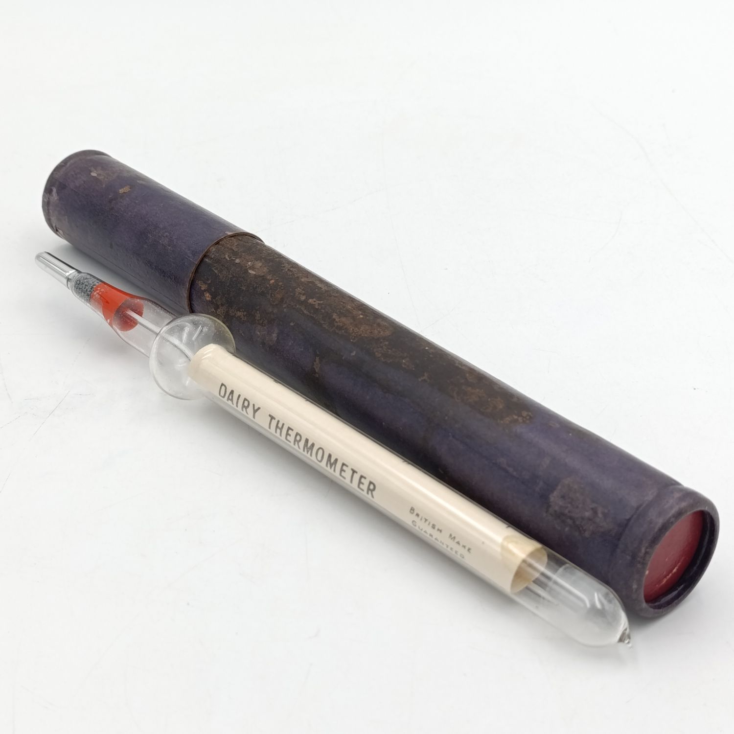Vintage British made Diary thermometer in case