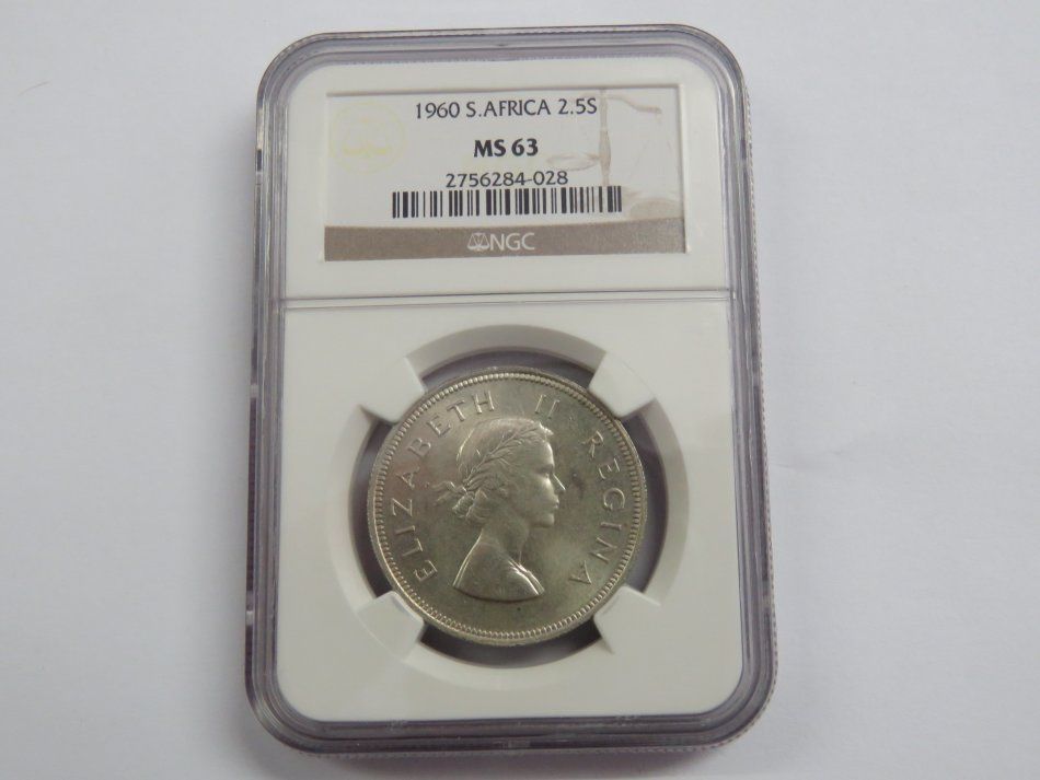 1960 South Africa Union half crown graded as MS 63 by NGC mintage of 12168
