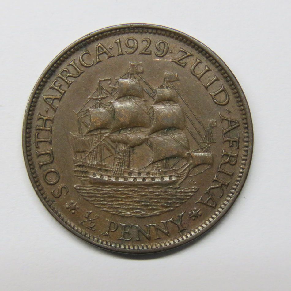 1929 South Africa half penny AU