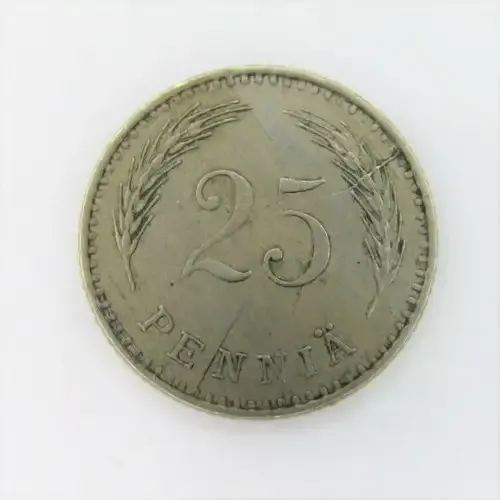 1929 Finland 25 Pennia - scarce - double cracked die