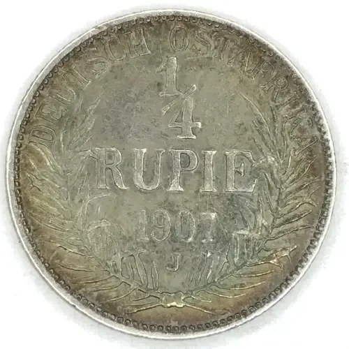 1907 German East Africa J Quarter Rupee - aXF