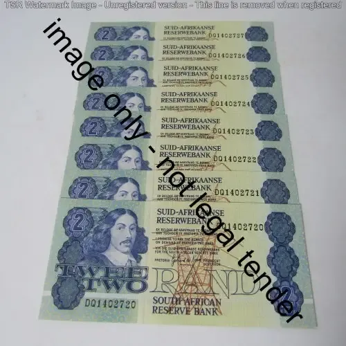 GPC de Kock 3rd issue - Lot of 7 uncirculated R2 banknotes with consecutive numbers