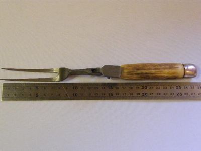 Carving Fork with Hallmarked Silver Back and Middle Surrounds
