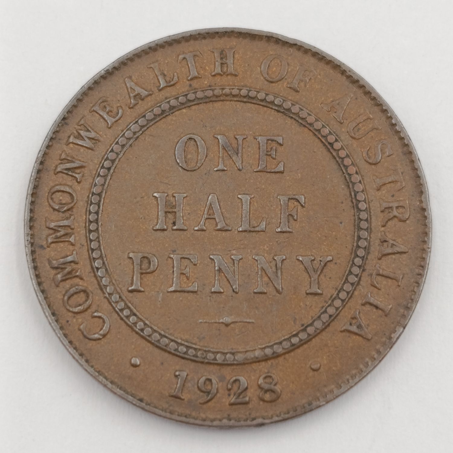 1928 Australia copper half penny