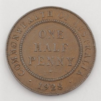 1928 Australia copper half penny
