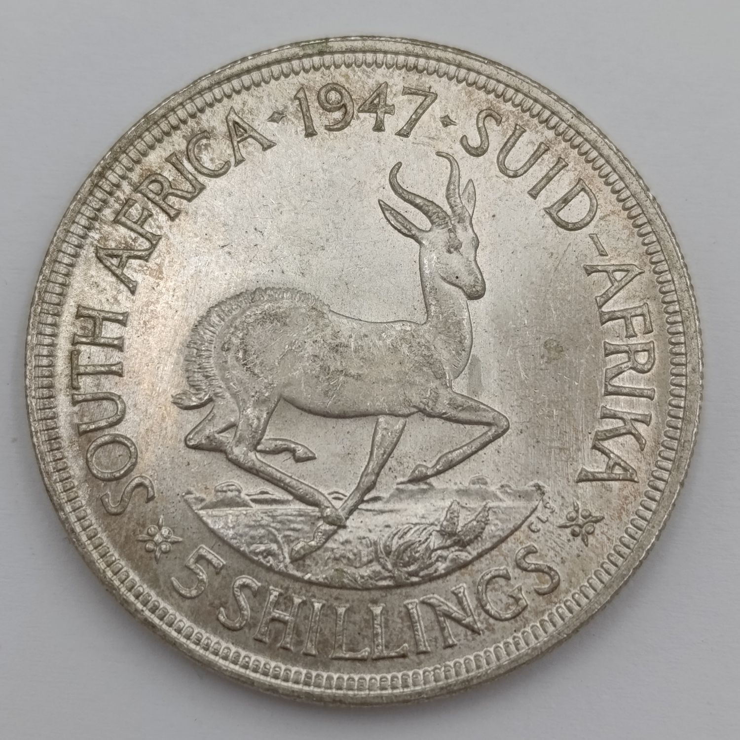 1947 SA Union silver Crown in Top UNC condition - good enough to grade