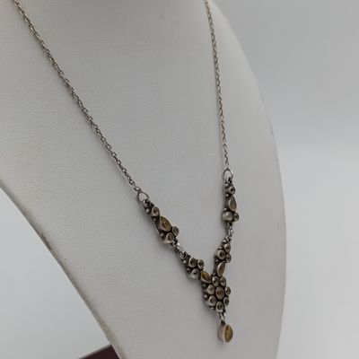 Vintage sterling silver necklace with lemon Quartz stones - weighs 12.3g - length 46.5cm