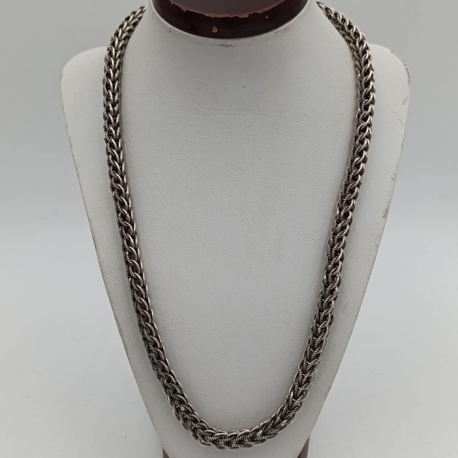 Vintage sterling silver High Quality Dragon Heads necklace - length 56.5cm - weighs 100g
