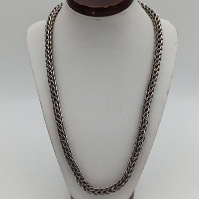 Vintage sterling silver High Quality Dragon Heads necklace - length 56.5cm - weighs 100g