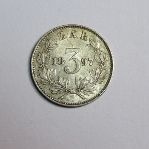 1897 ZAR Kruger 3d tickey AU