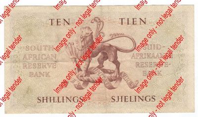 MH de Kock 3rd issue 1956 Afr over Eng Ten Shillings note - centre fold and some creases - excellent