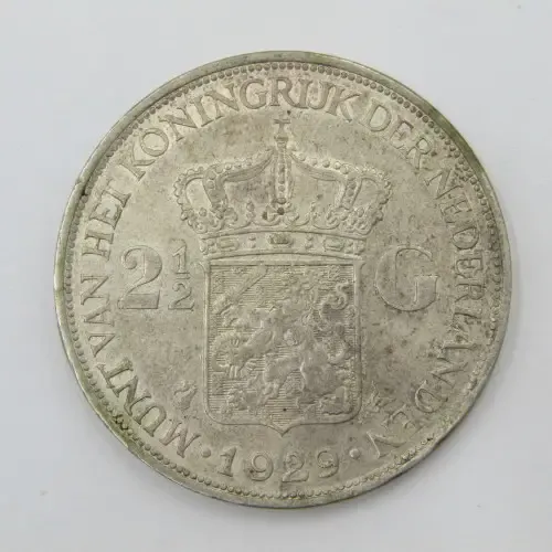 1929 Netherlands 2 1/2 Gulden - AU+