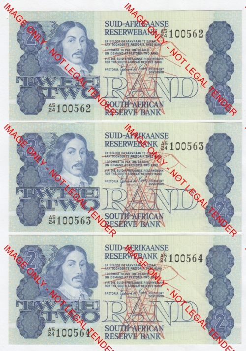 Lot of 3 A4 and 3 A5 consecutive numbered R2 notes - Second issue - Uncirculated