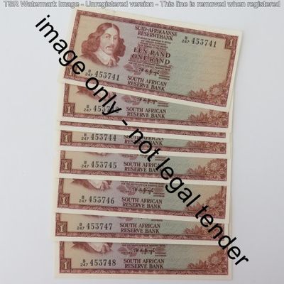 TW de Jongh 2nd issue R1 notes 8 consecutive numbers uncirculated