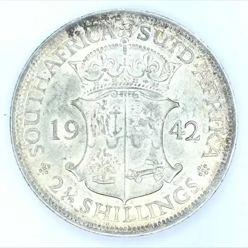 1942 SA Union Half Crown - Full lustre - Light bag marks - AU+