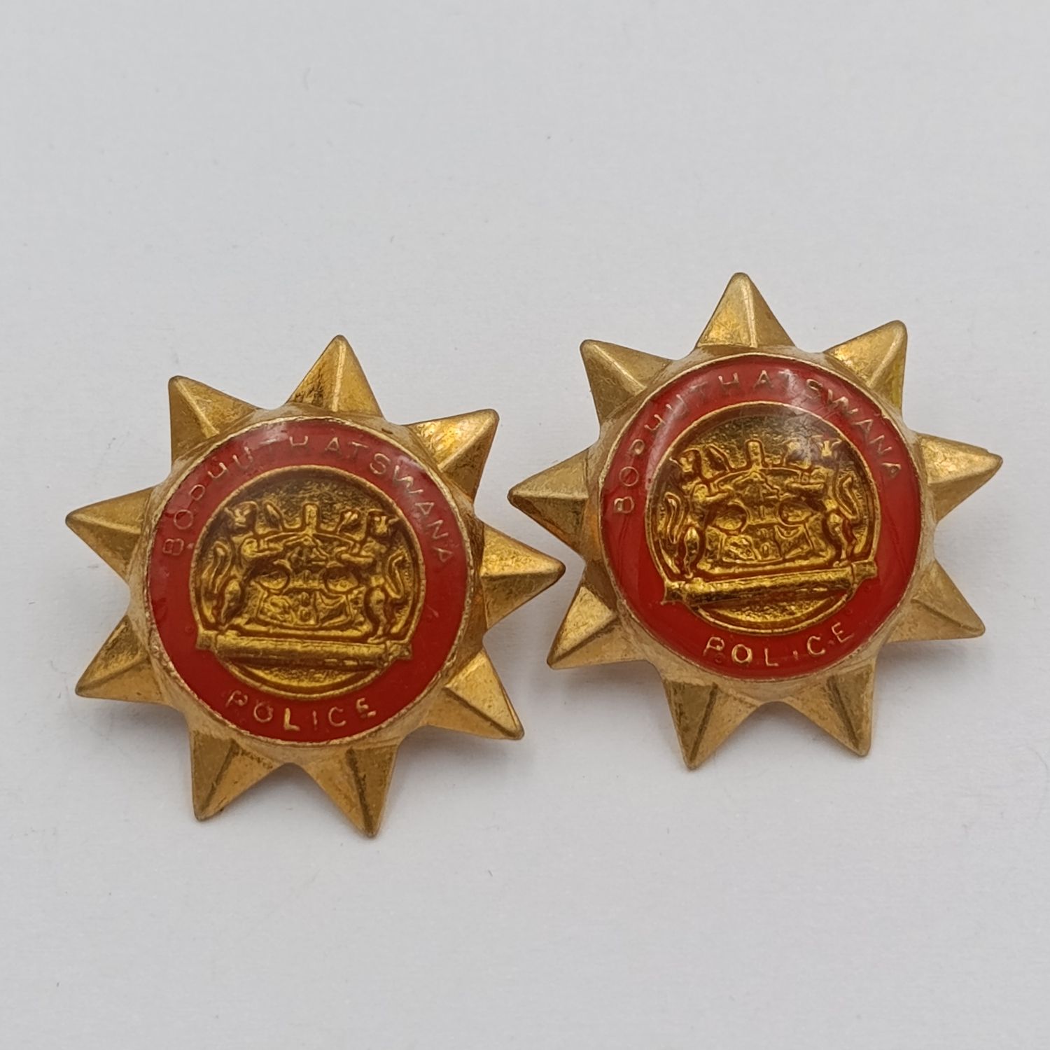 Pair of Bophuthutswana Police collar badges