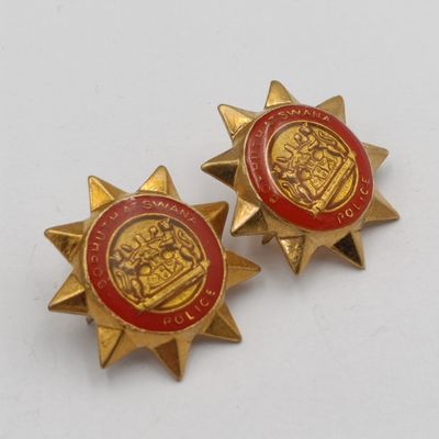 Pair of Bophuthutswana Police collar badges