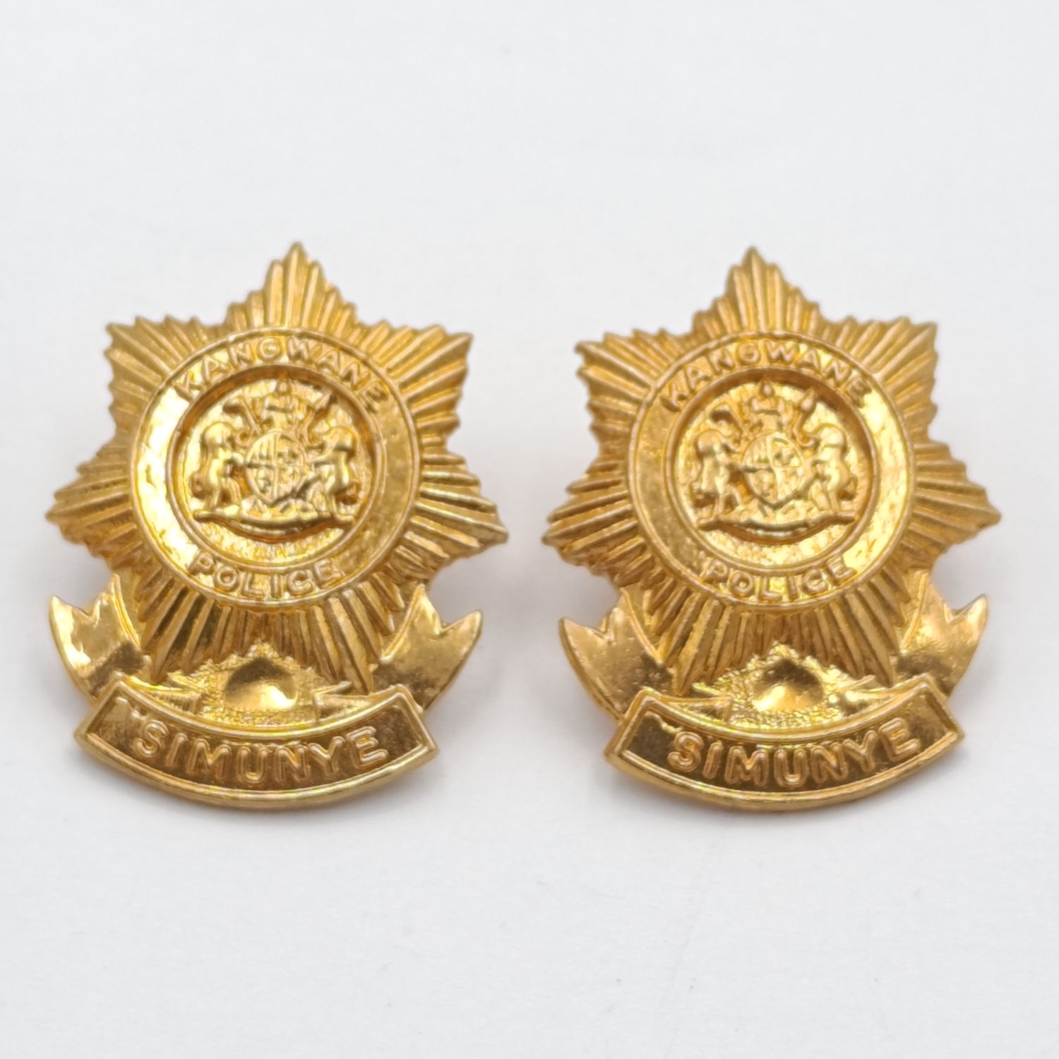 Pair of Kangwane Police collar badges