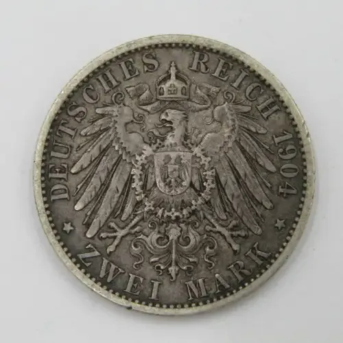 1904 German States Prussia 2 Mark - XF
