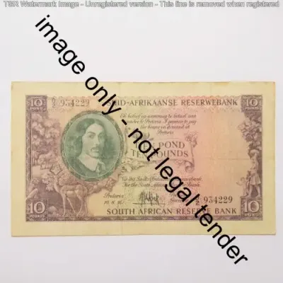 MH de Kock 3rd Issue 10 pound 10-8-55 D2