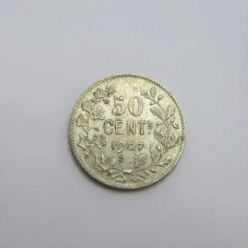 1907 Belgium silver 50 cent XF+