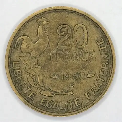 1950 B France 20 Francs - plumes variety - aVF
