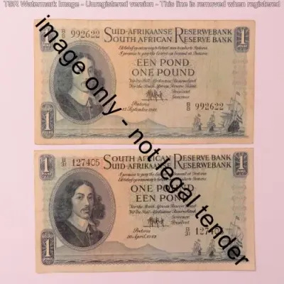 MH de Kock 2nd issue one pound lot of 4 notes - 1948, 1949, 1950, 1951