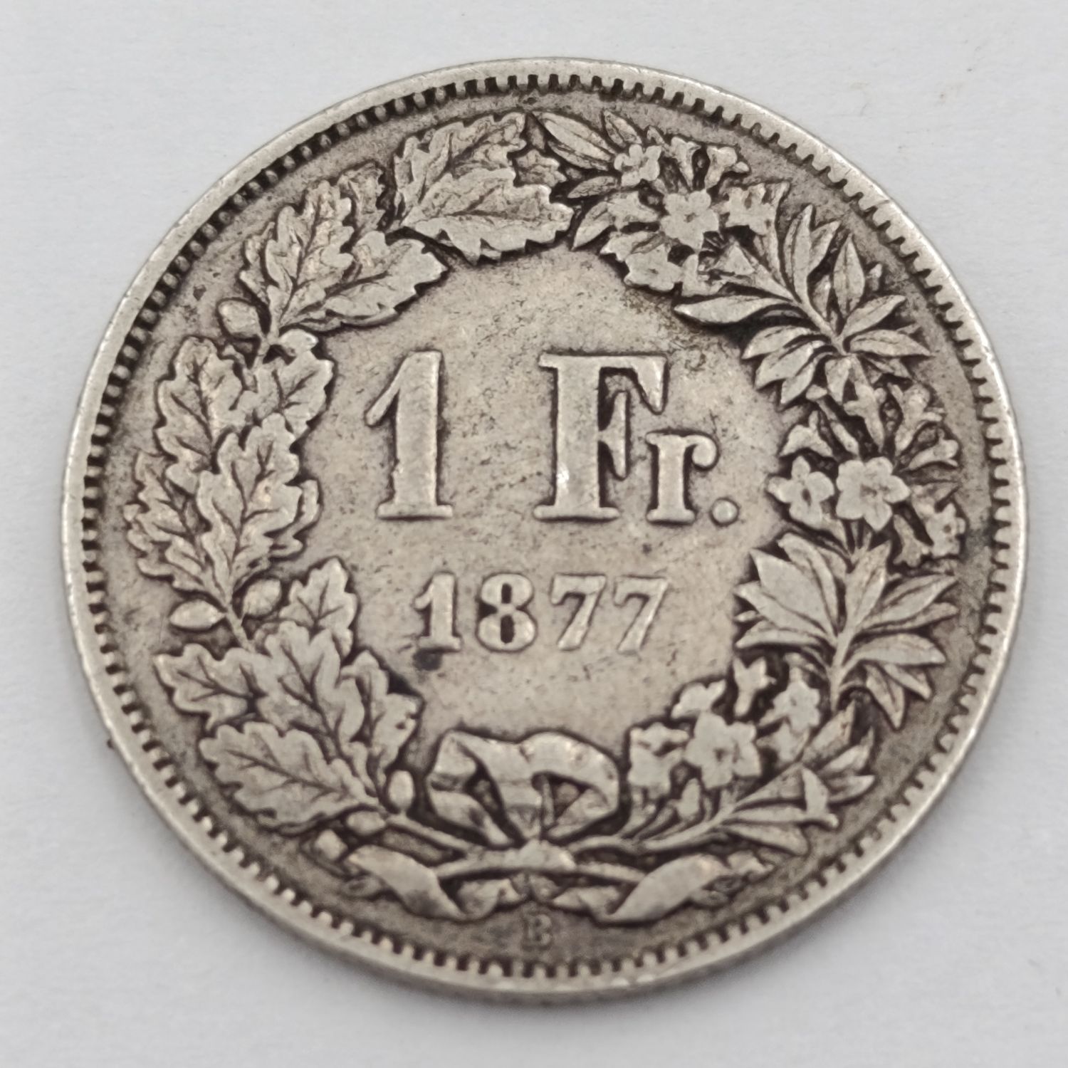 Switzerland 1877 silver 1 Franc XF