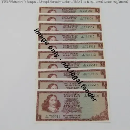 Lot of 10 TW de Jongh R1 notes - uncirculated with consecutive numbers