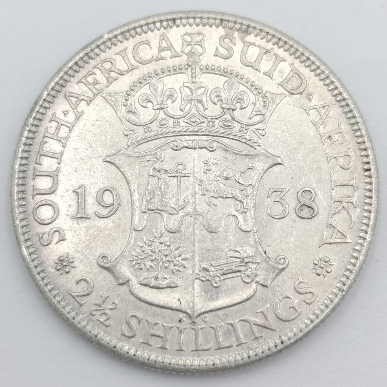 1938 SA Union silver half crown - excellent coin with light bag marks