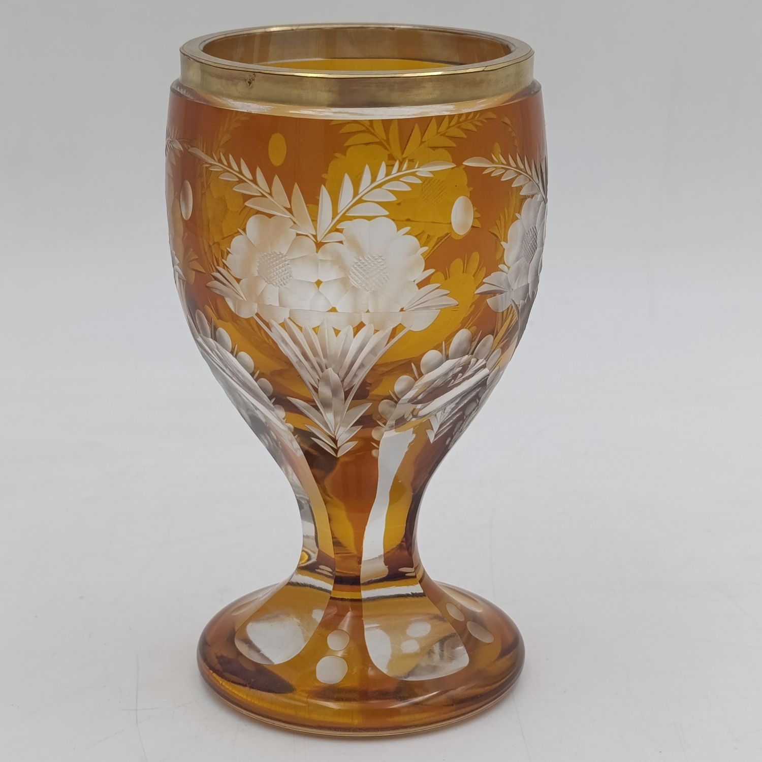 Antique Orange Bohemian Crystal wine glass