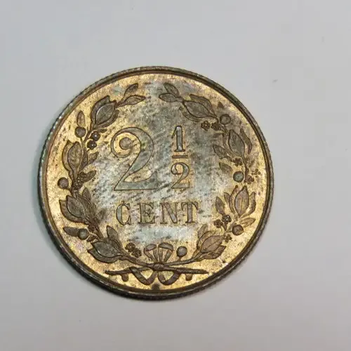 1880 Netherlands copper 2 1/2 cent - UNC