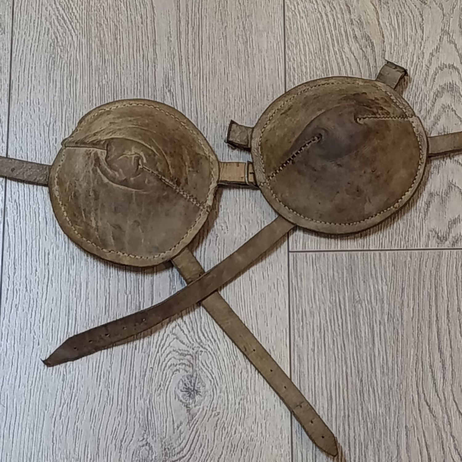 Pair of old military marksman leather elbow pads
