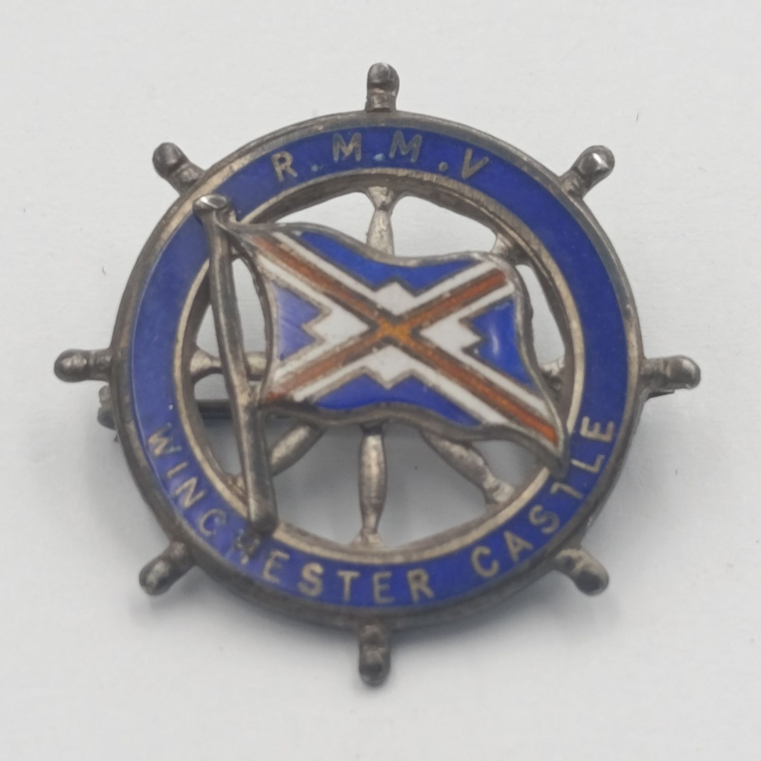 Vintage R.M.M.V Winchester Castle Sterling silver badge