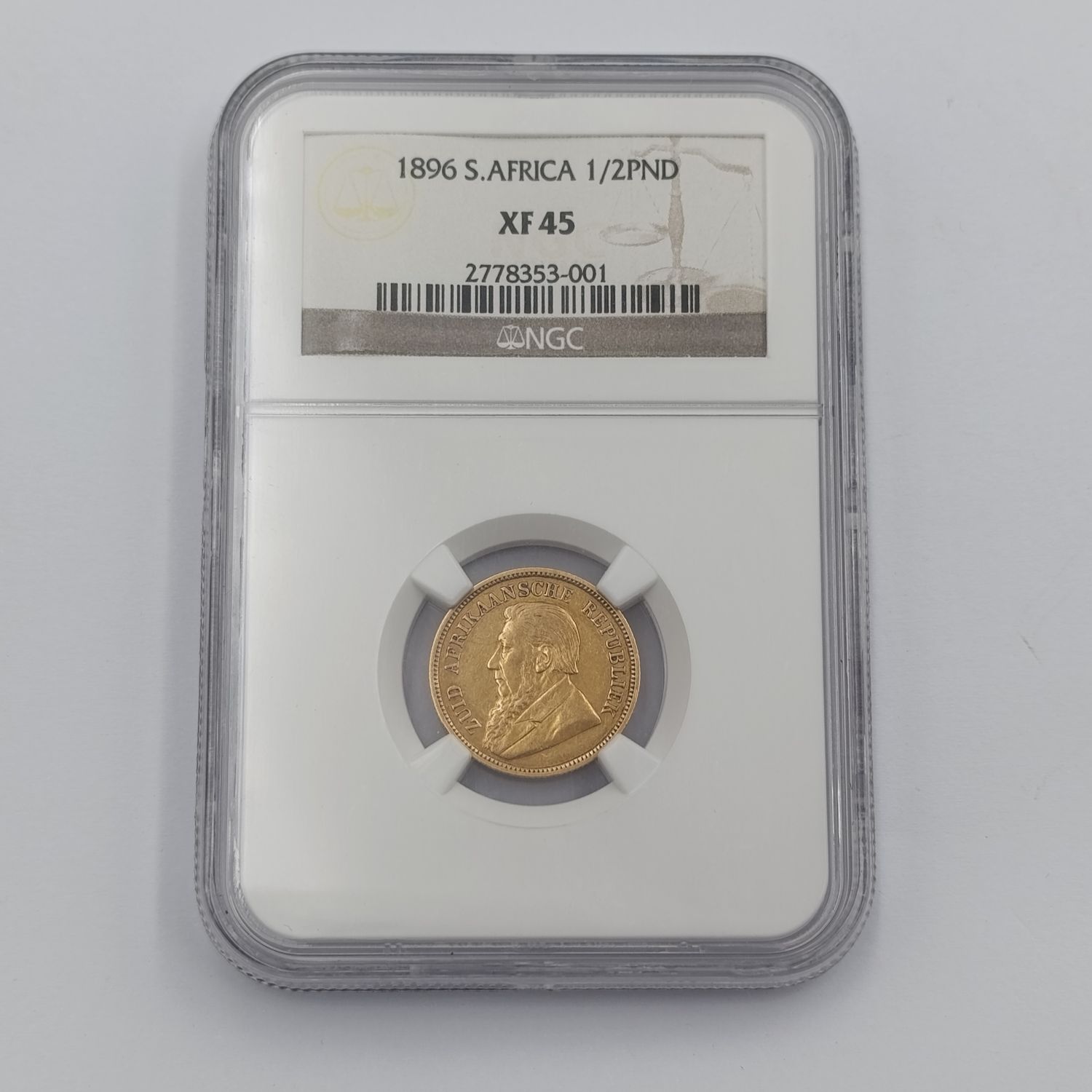 1896 ZAR Kruger half pond graded XF45 by NGC