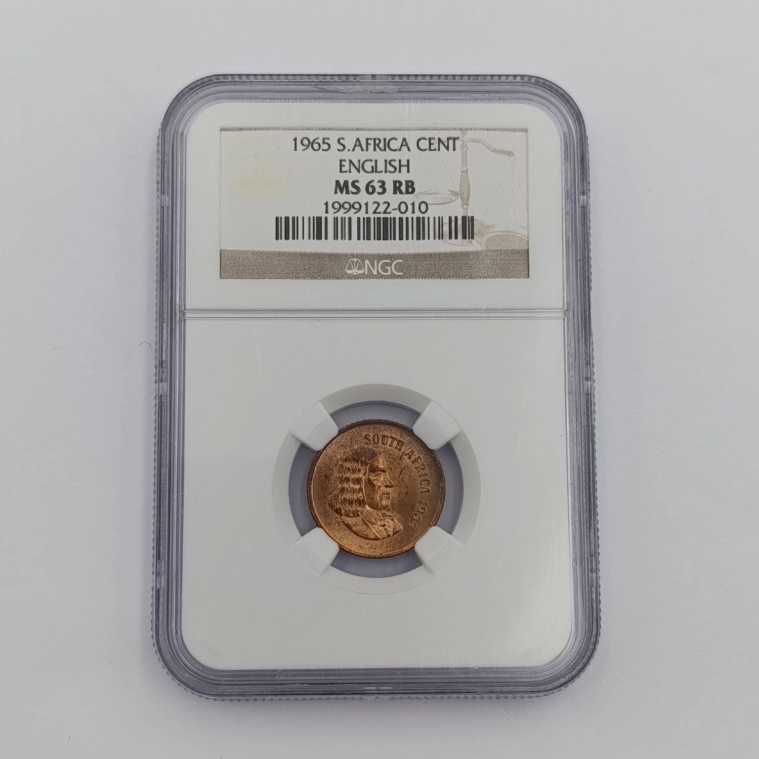 1965 RSA English 1 cent graded ms63 RB by NGC - only 1180 minted