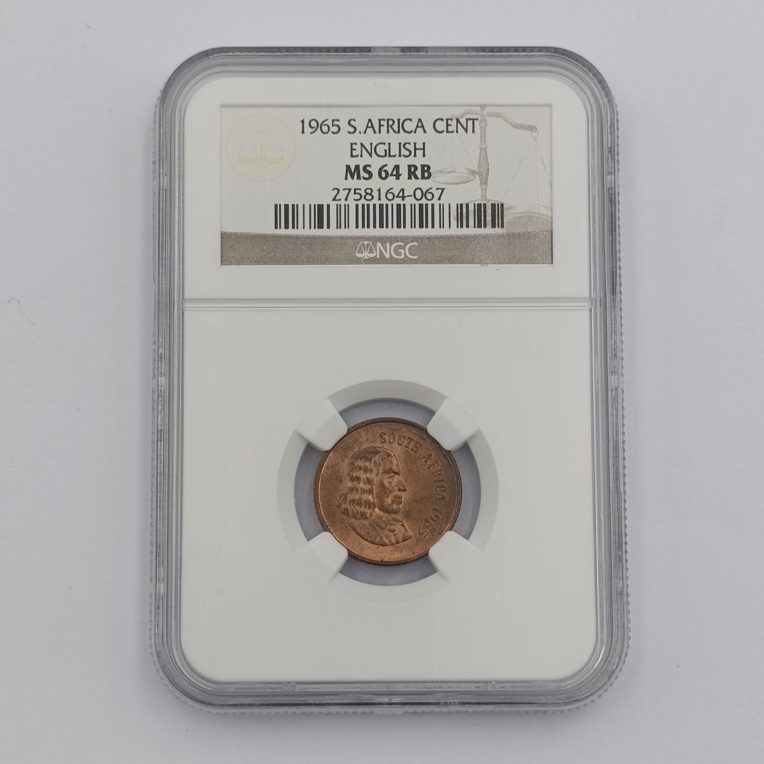 1965 RSA English 1 cent graded MS64 RB by NGC - only 1180 minted