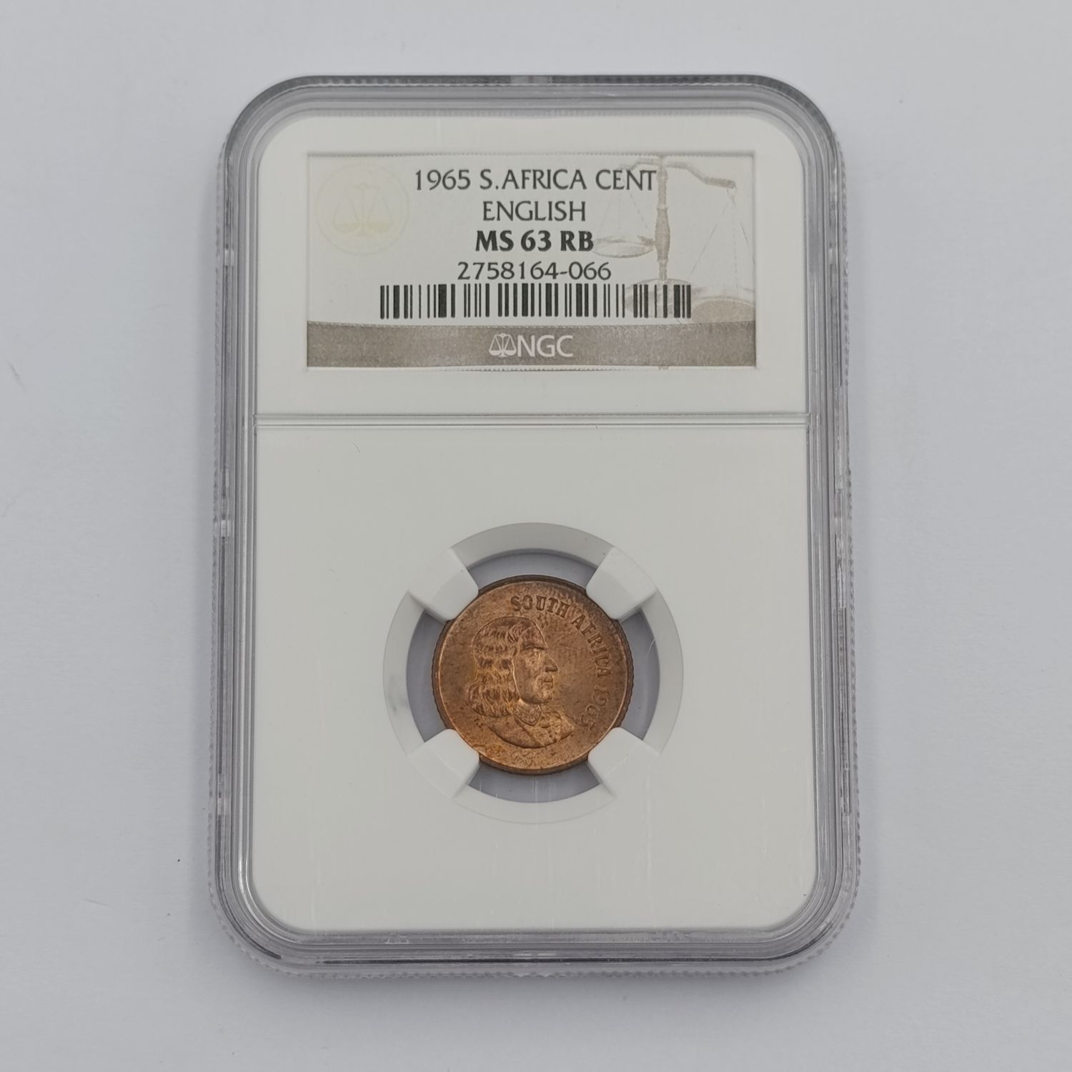 1965 RSA English 1 cent graded M563 RB by NGC - only 1180 minted