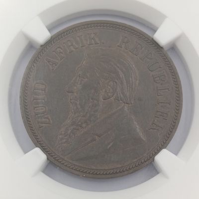 1892 ZAR Kruger Penny graded AU58 BN by NGC