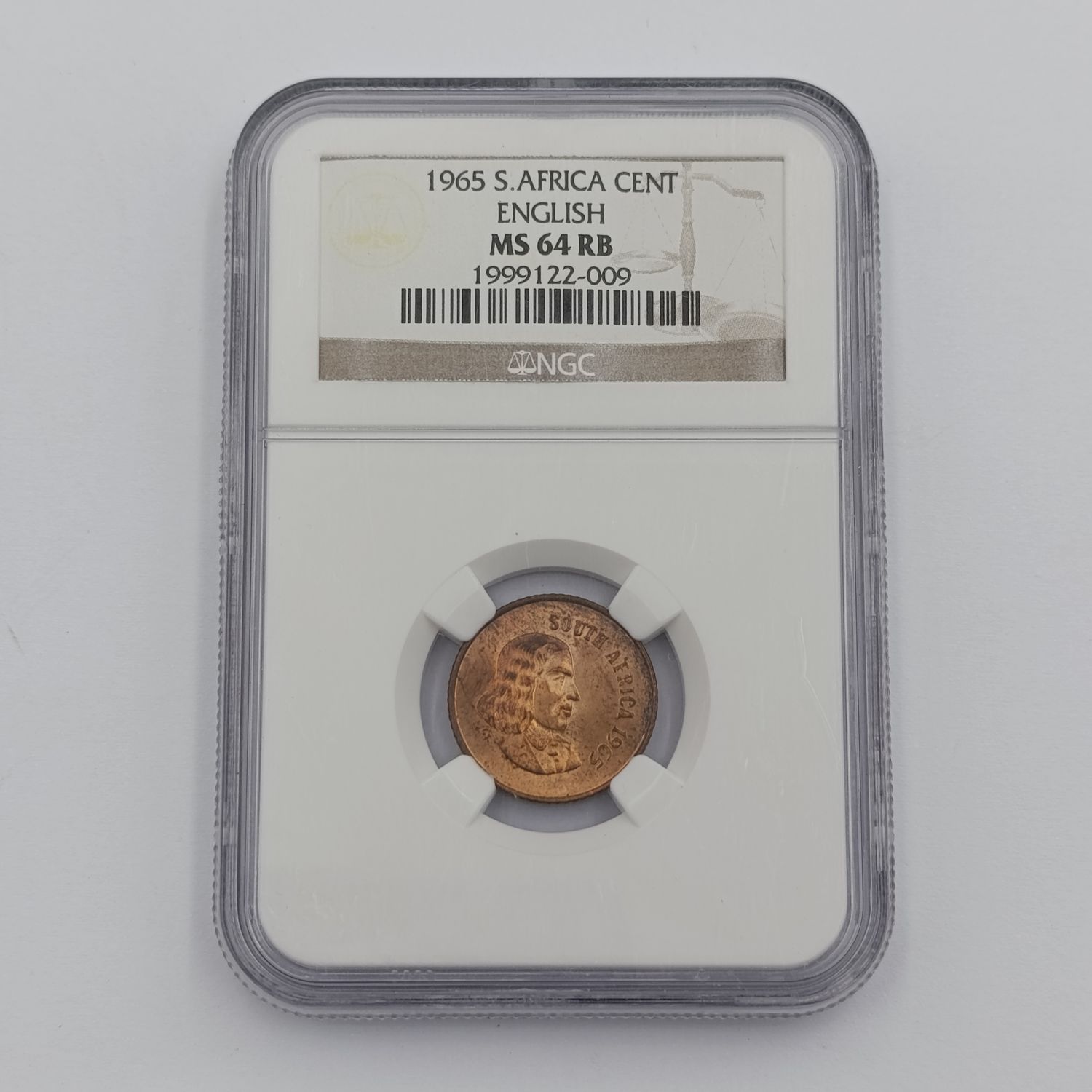 1965 RSA English 1 cent graded MS64 RB by NGC - only 1180 minted