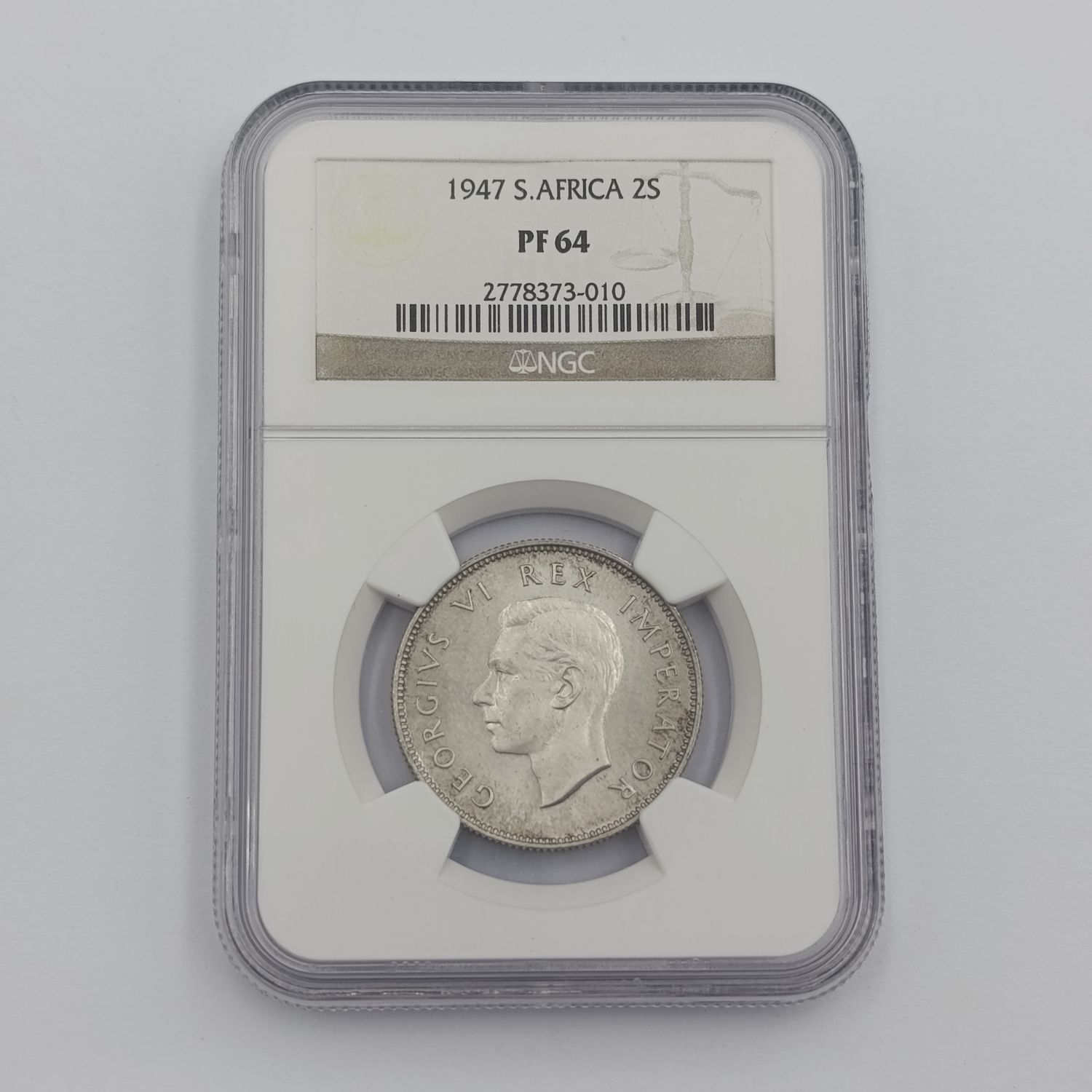 1947 SA Union Silver Proof 2 Shilling graded PF 64 by NGC