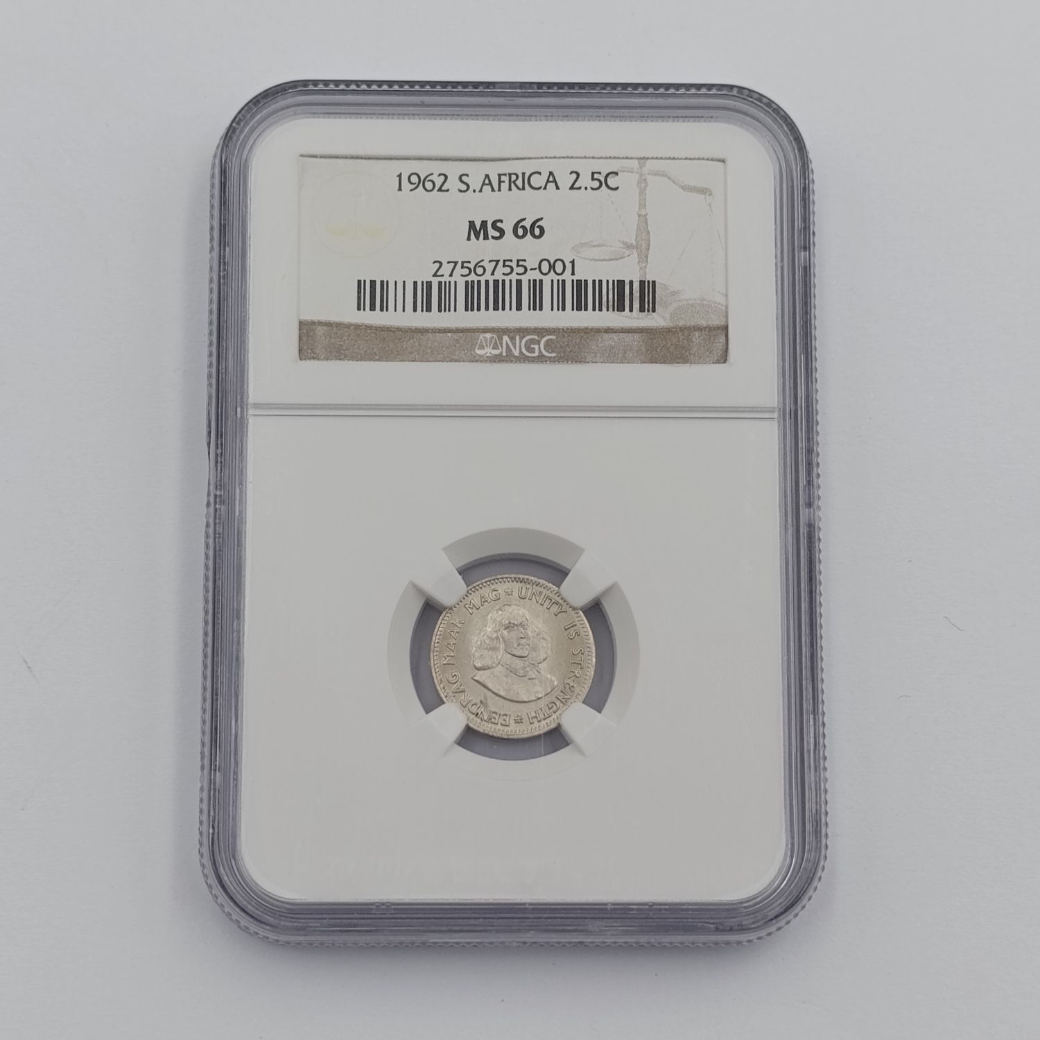 1962 RSA Silver 2 1/2 cent graded MS66 by NGC