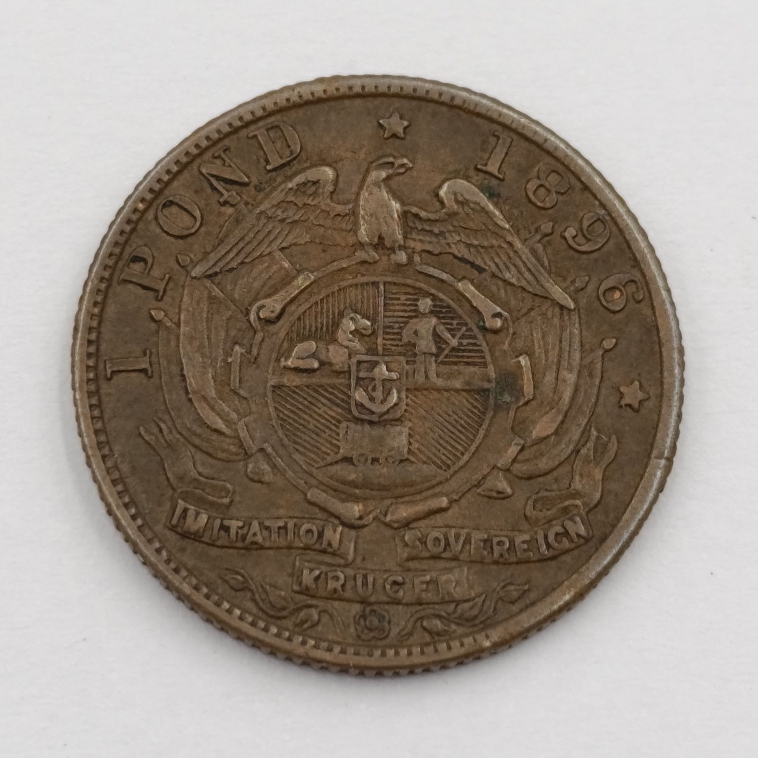 1896 Paul Kruger imitation brass sovereign token