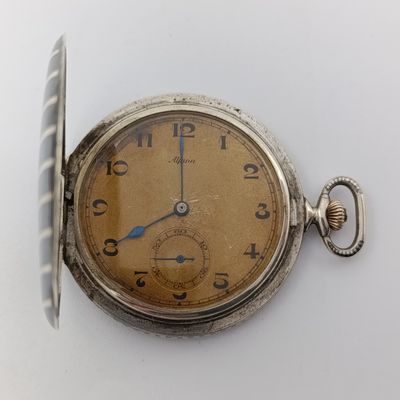 Antique Alpina Niello silver full hunter pocketwatch - working