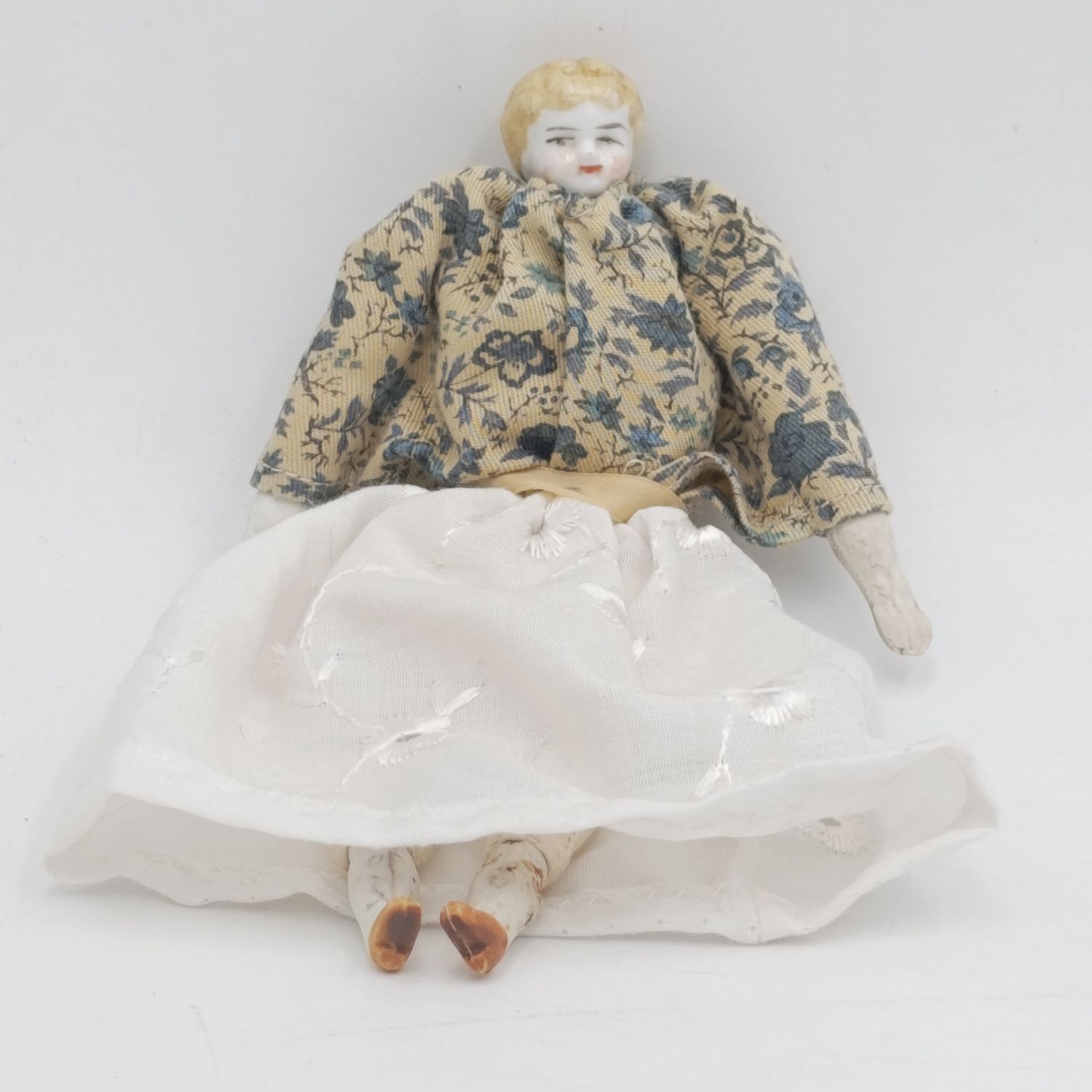 Light brown hair german antique doll - 17 cm long