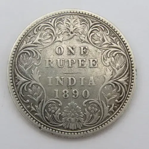 1890 British India Silver Rupee