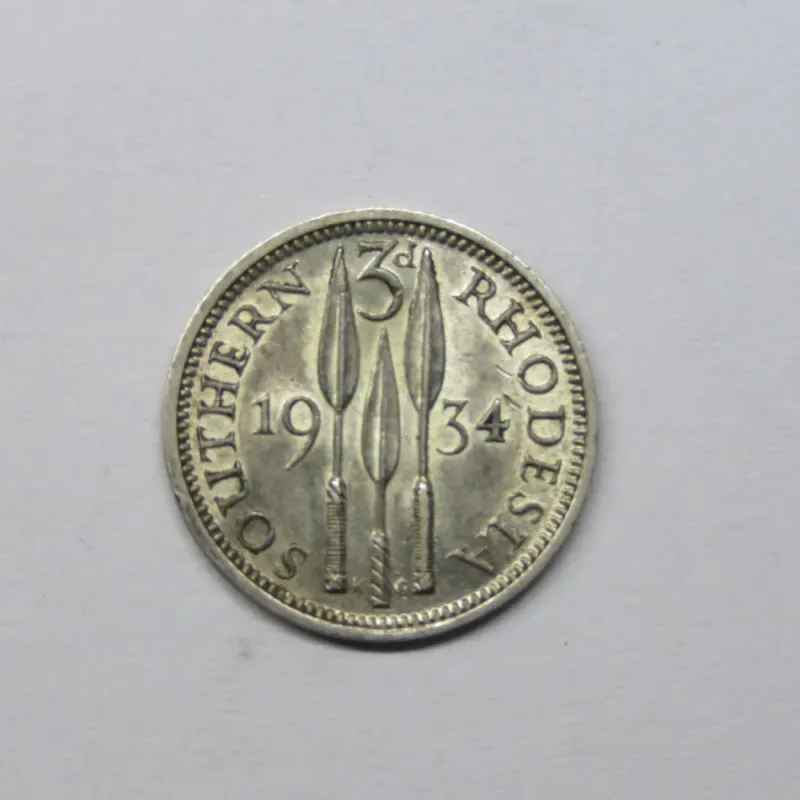 1934 Southern Rhodesia 3d AU+ with mint lustre