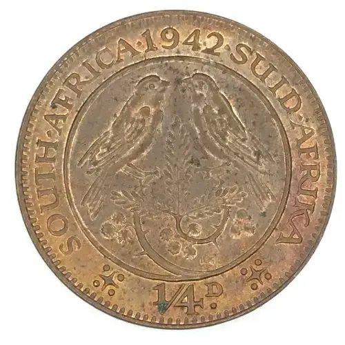 1942 SA Union Farthing - toned - UNC