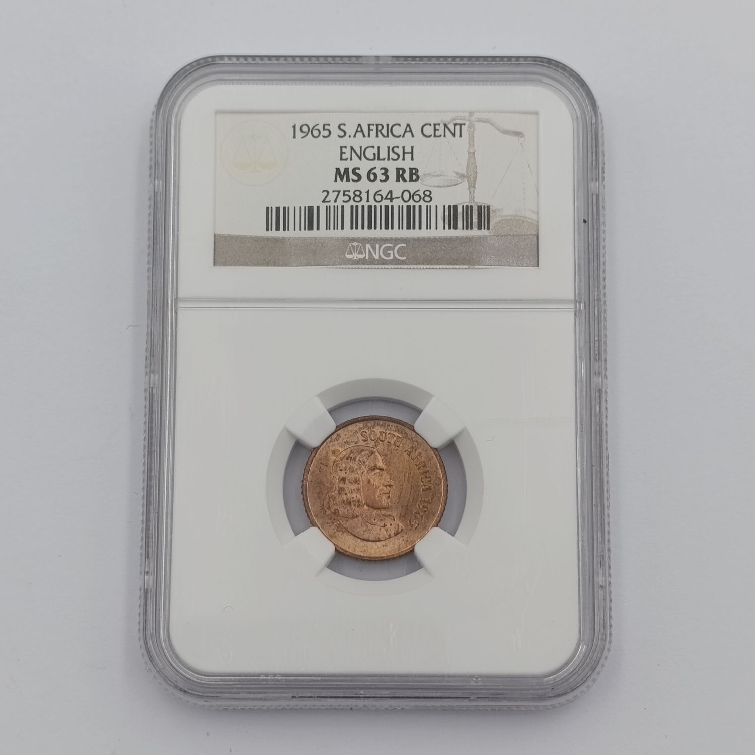 1965 RSA English 1 cent graded MS 63 RB by NGC - only 1180 minted