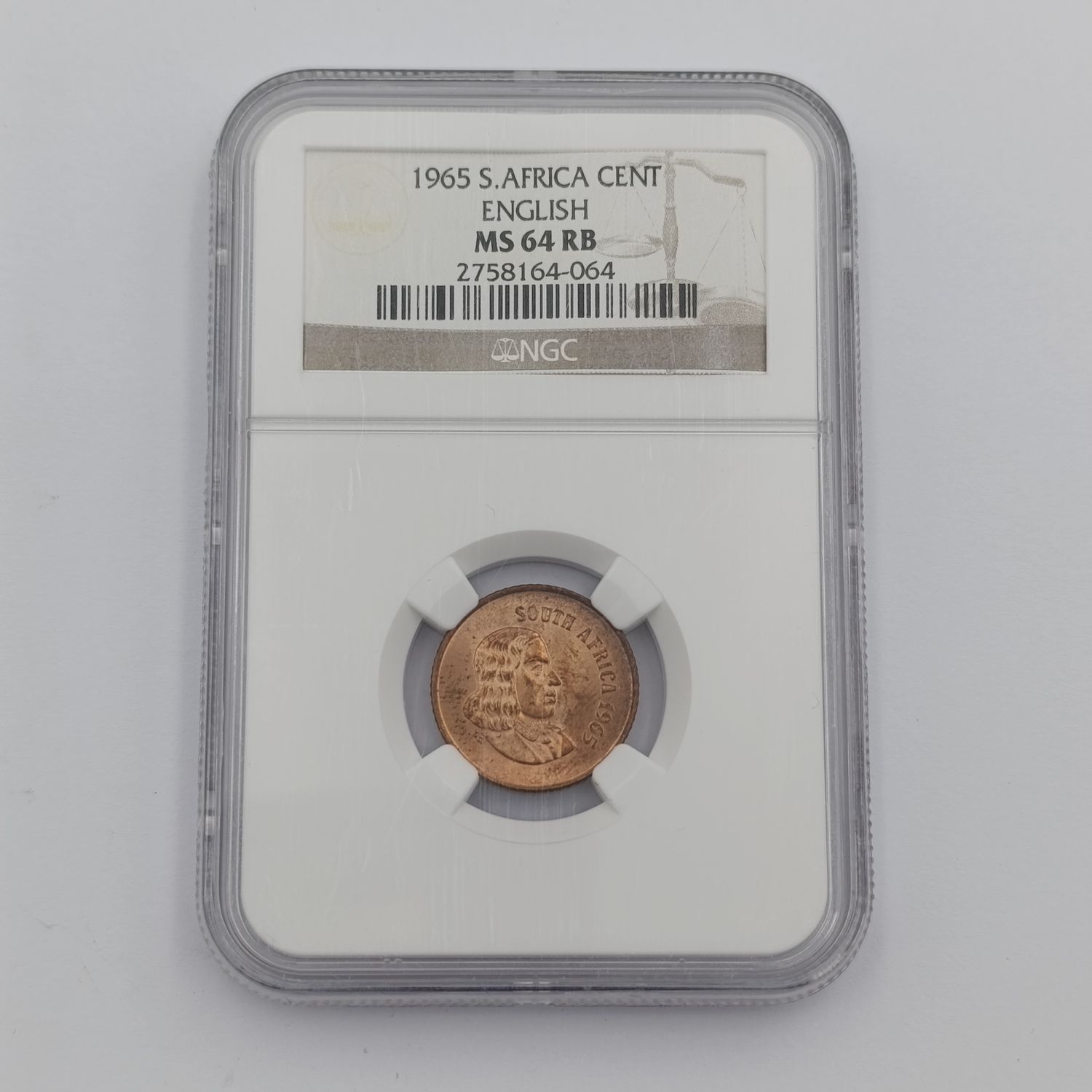 1965 RSA English 1 cent graded MS 64 RB by NGC - only 1180 minted